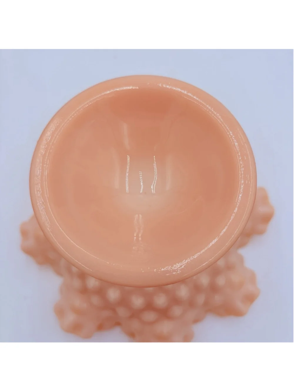 Rare FENTON Rose Pastel Pink HOBNAIL Milk Glass Ruffled Compote 3920 1954